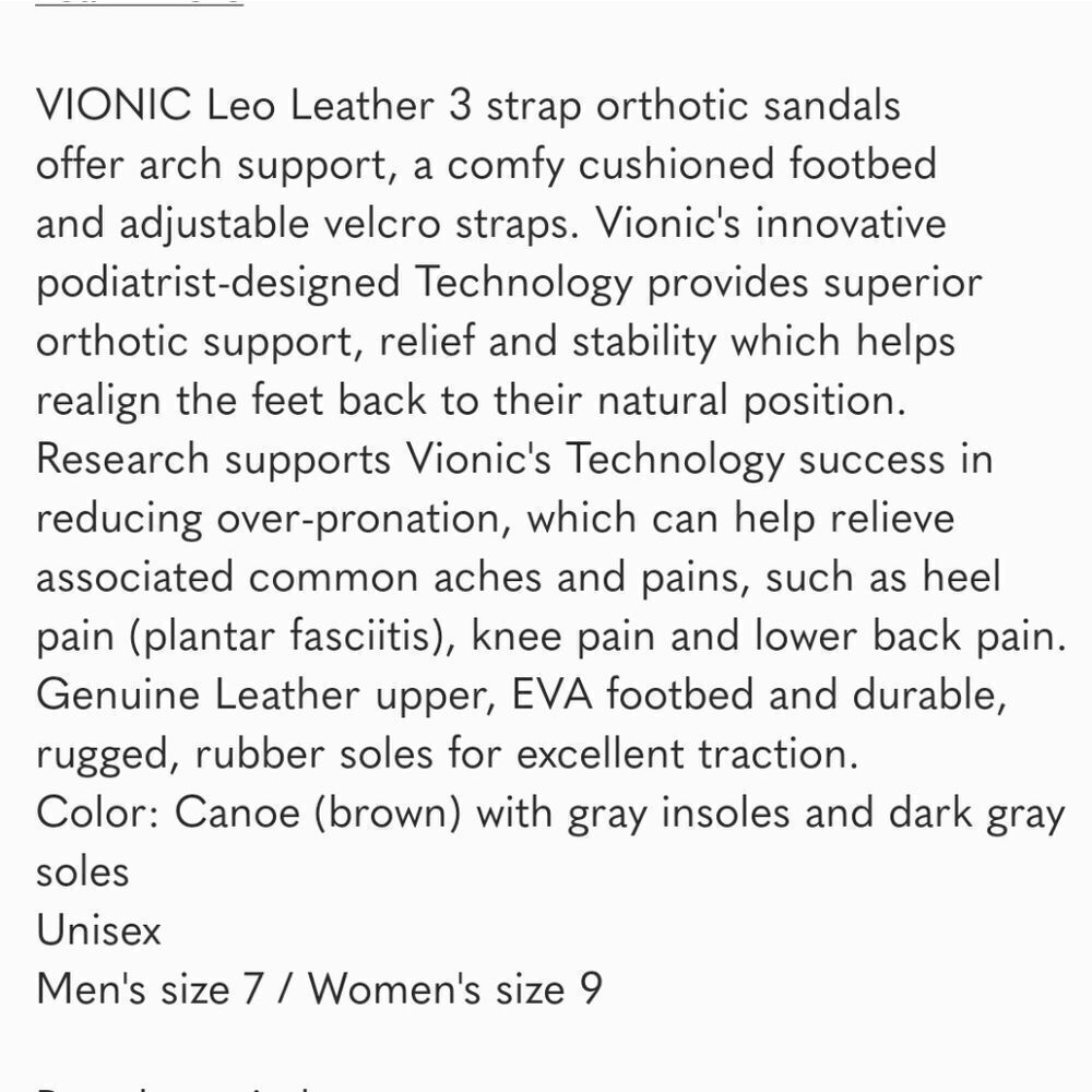 NIB Vionic Canoe Leo Leather Sandals - Picture 8 of 8